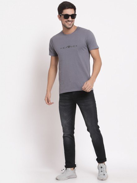 Steel Grey Printed T-Shirt