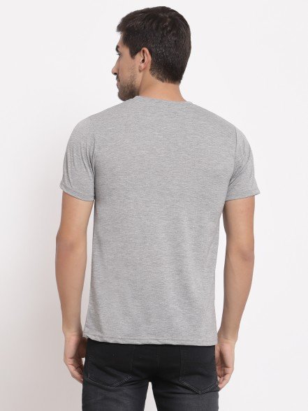 Grey Melange Printed T-Shirt