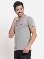 Grey Melange Printed T-Shirt