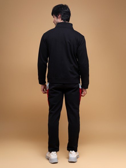 Zip-Front Jacket with Track Pants - Black