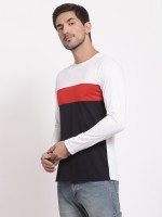 Color Block Men White-Red T-Shirt 