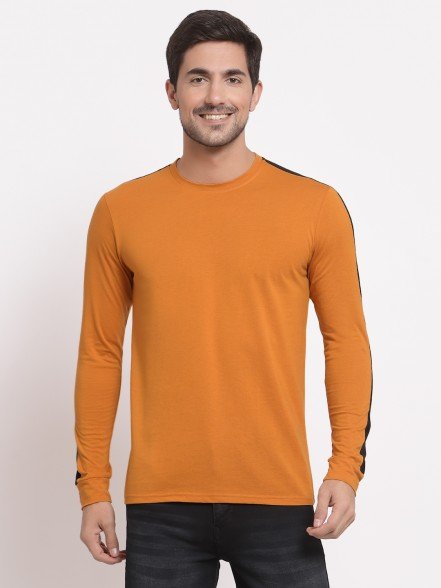 Luxury Men Striped Dark Mustard T-Shirt