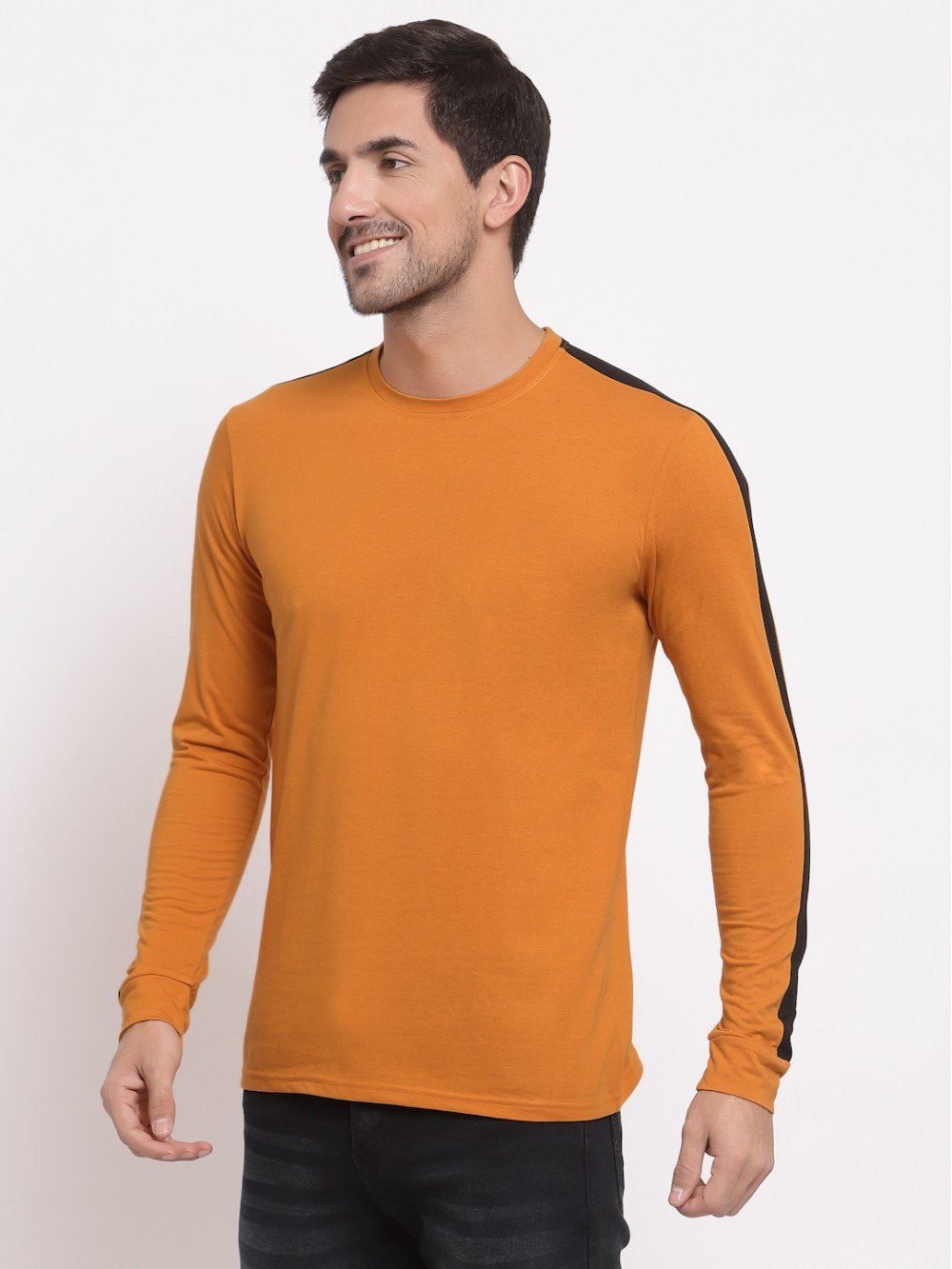 Luxury Men Striped Dark Mustard T-Shirt