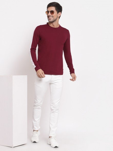 Luxury Men Striped Maroon T-Shirt