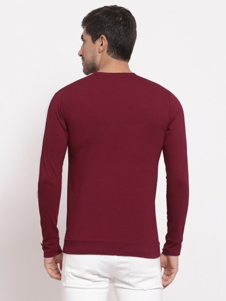 Luxury Men Striped Maroon T-Shirt