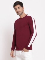 Luxury Men Striped Maroon T-Shirt