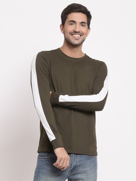 Luxury Men Striped Olive T-Shirt