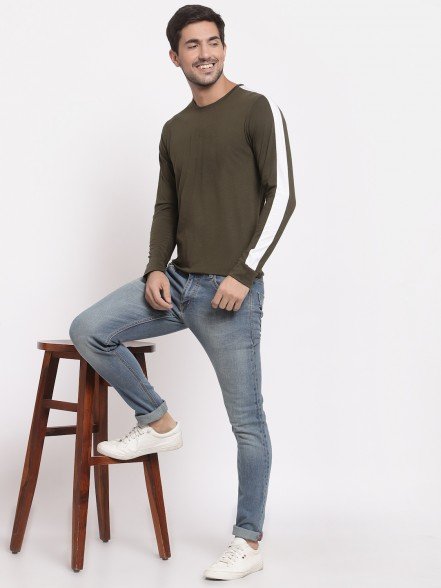 Luxury Men Striped Olive T-Shirt