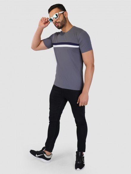 Men's Classic Striped Navy Half Sleeve T-Shirt