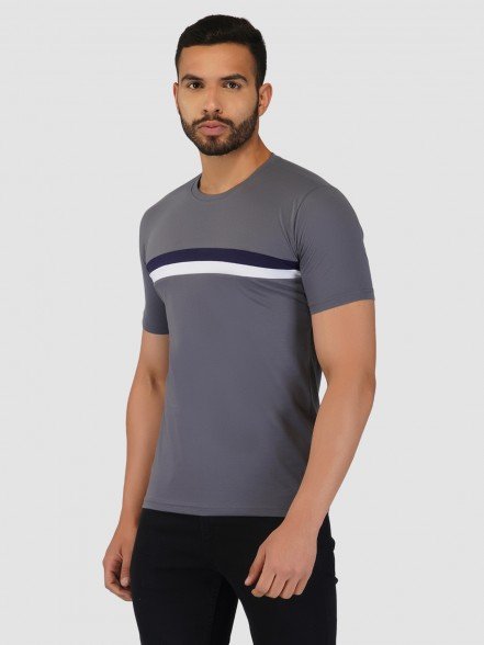 Men's Classic Striped Navy Half Sleeve T-Shirt