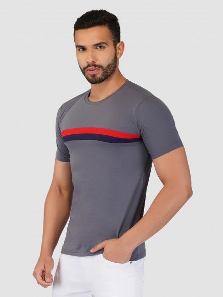 Men's Classic Striped Red Half Sleeve T-Shirt