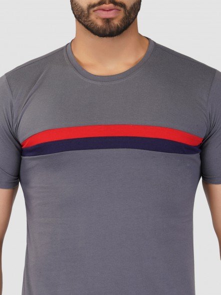 Men's Classic Striped Red Half Sleeve T-Shirt