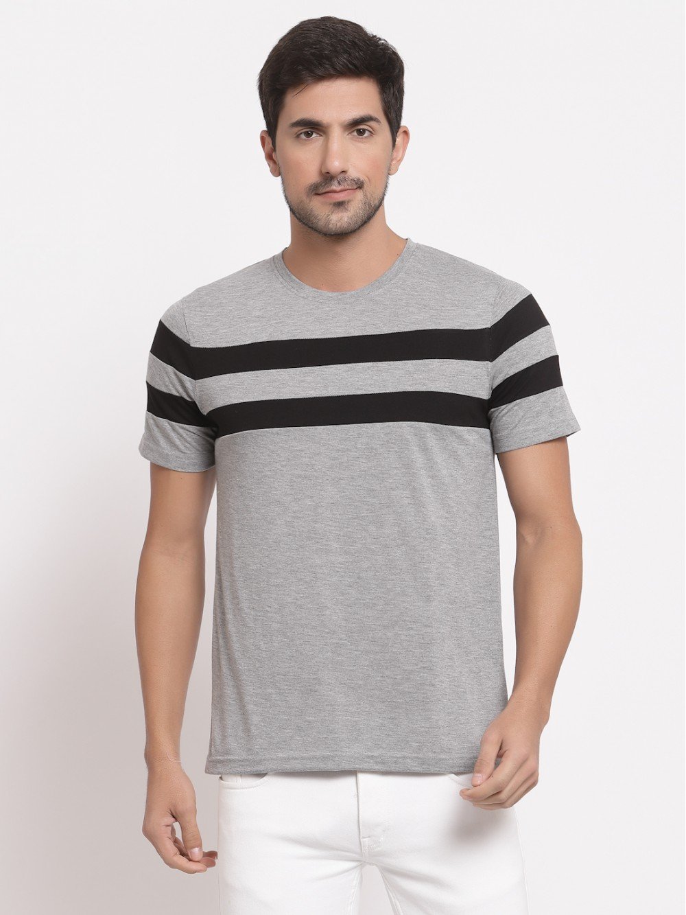 Leisure Grey Striped T-Shirt