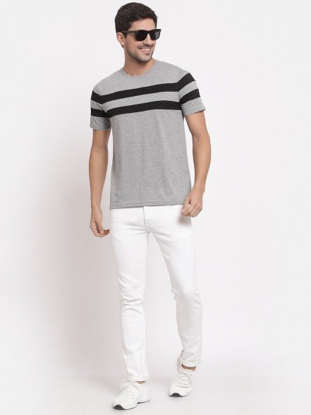 Leisure Grey Striped T-Shirt