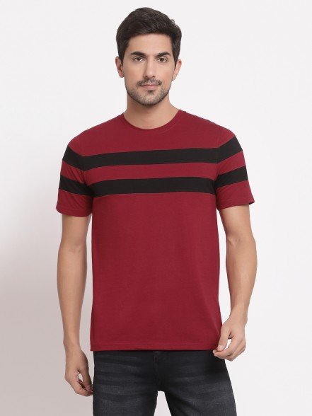 Leisure Maroon Striped T-Shirt