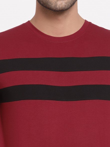 Leisure Maroon Striped T-Shirt