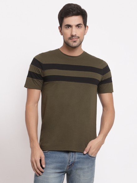 Leisure Olive Striped T-Shirt