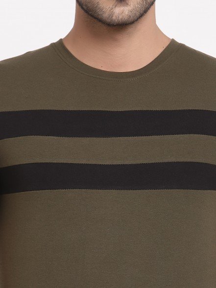 Leisure Olive Striped T-Shirt