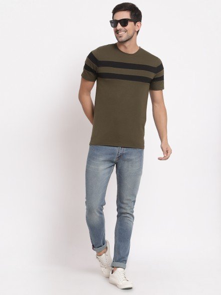 Leisure Olive Striped T-Shirt