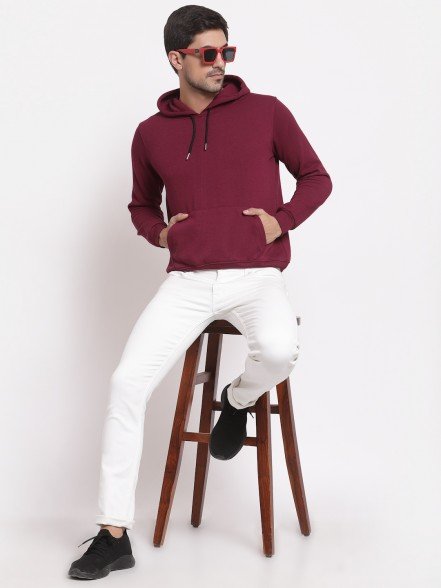 Plain Maroon Hoodie For Men