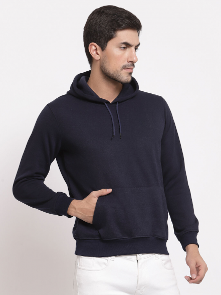 Plain Navy Blue Hoodie For Men