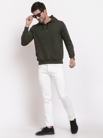 Plain Olive Hoodie For Men