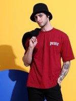 Peace Oversized Maroon T-Shirt