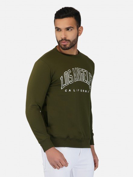 Olive Printed Fleece Sweatshirt - Los Angeles
