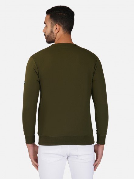 Olive Printed Fleece Sweatshirt - Los Angeles