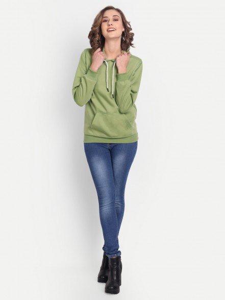 Elegant Green Women Hoodie