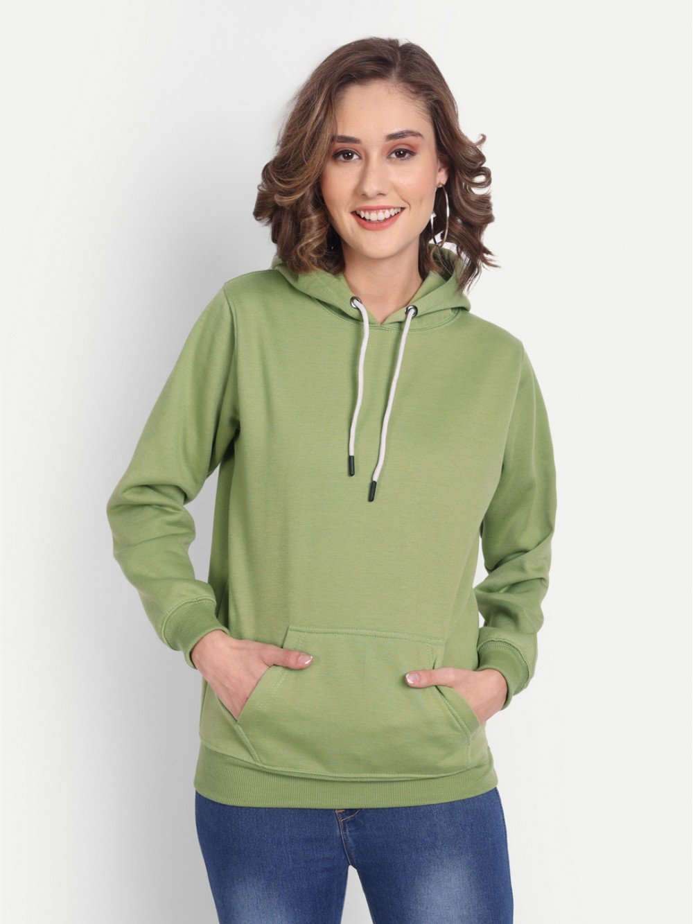 Elegant Green Women Hoodie