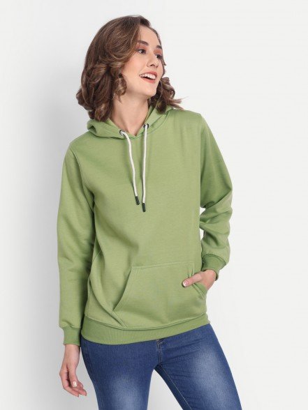 Elegant Green Women Hoodie