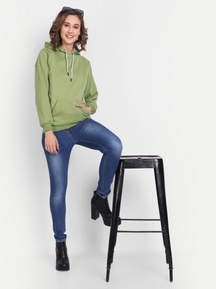 Elegant Green Women Hoodie