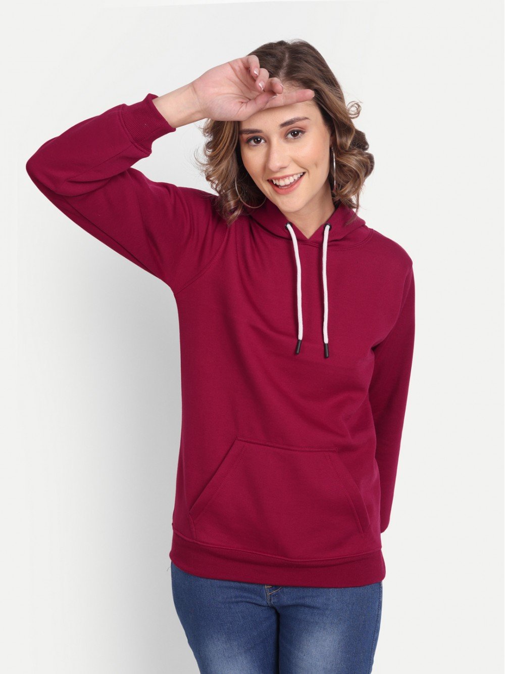 Elegant Maroon Women Hoodie