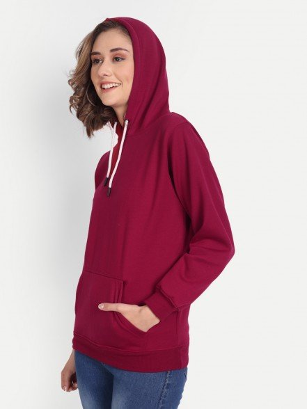 Elegant Maroon Women Hoodie