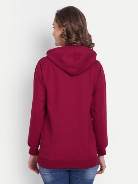 Elegant Maroon Women Hoodie