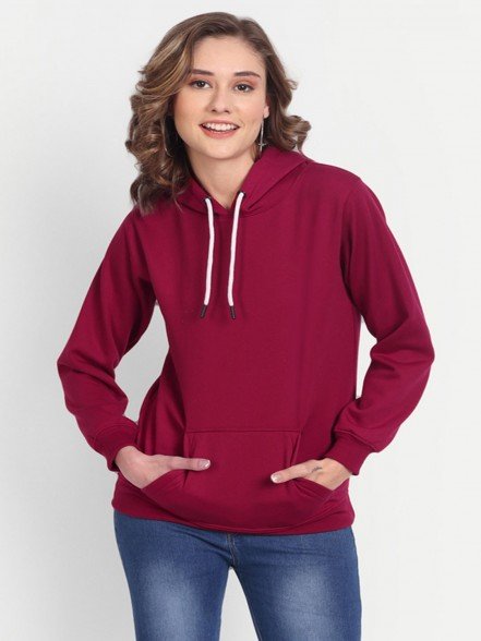 Elegant Maroon Women Hoodie