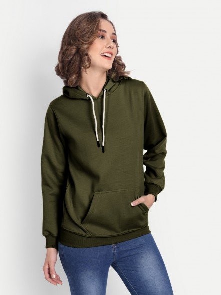 Elegant Olive Women Hoodie