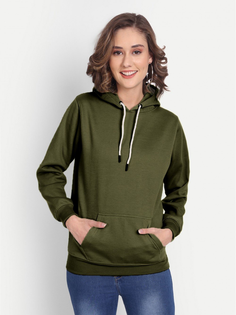 Elegant Olive Women Hoodie