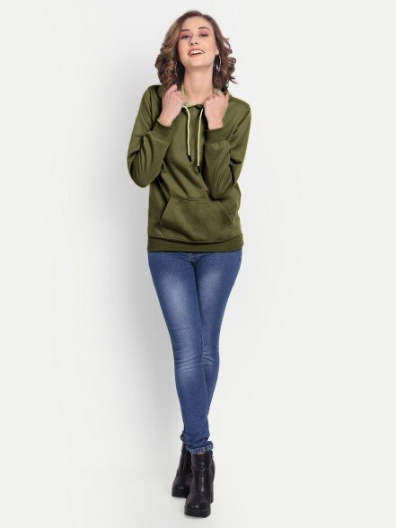 Elegant Olive Women Hoodie