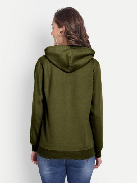 Elegant Olive Women Hoodie