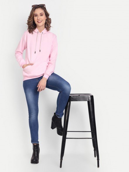 Elegant Pink Women Hoodie