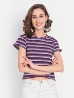 Lurex Cotton Striped T-shirt - Maroon