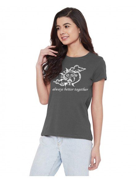 Sun Moon Printed charcoal T-shirt