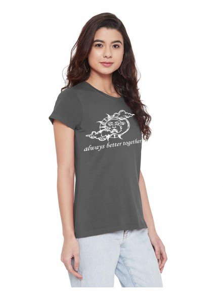 Sun Moon Printed charcoal T-shirt