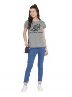 Sun Moon Printed Light Grey T-shirt