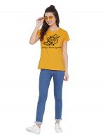 Sun Moon Printed Mustard T-shirt