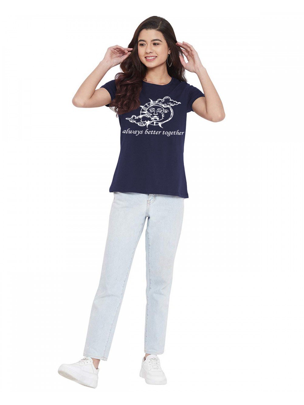 Sun Moon Printed Navy T-shirt