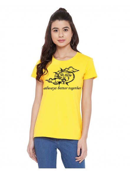 Sun Moon Printed Yellow T-shirt