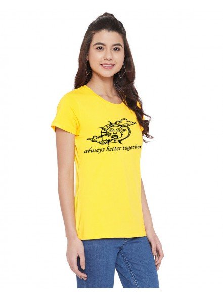 Sun Moon Printed Yellow T-shirt